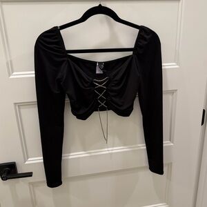 Windsor Black Long Sleeve Crop Top